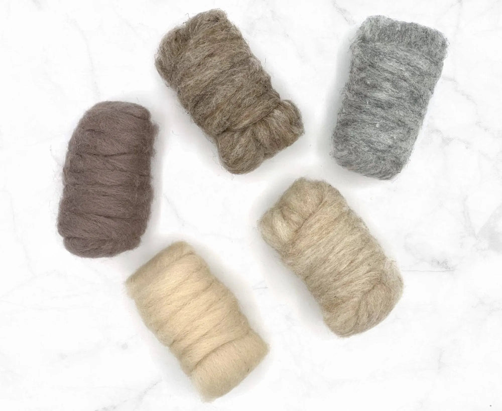 Muted Tones Carded Sliver Mixed Bag.