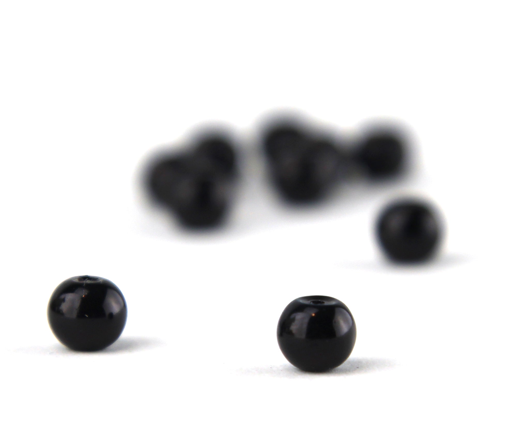 6mm Black Glass Eyes/Beads - World of Wool