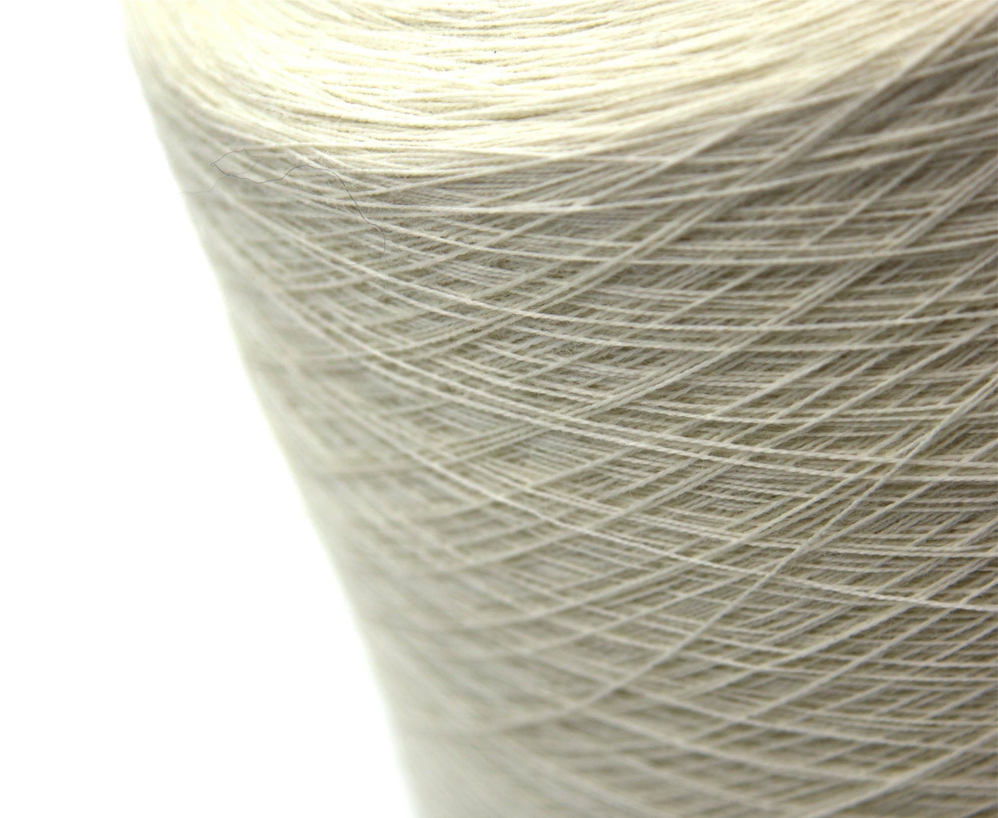 100% Wool White Weaving Yarn Cone.