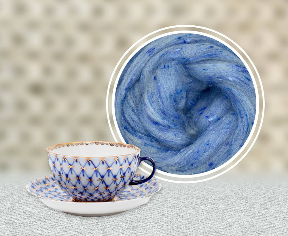 Tea Cup Blue Tweed Top.