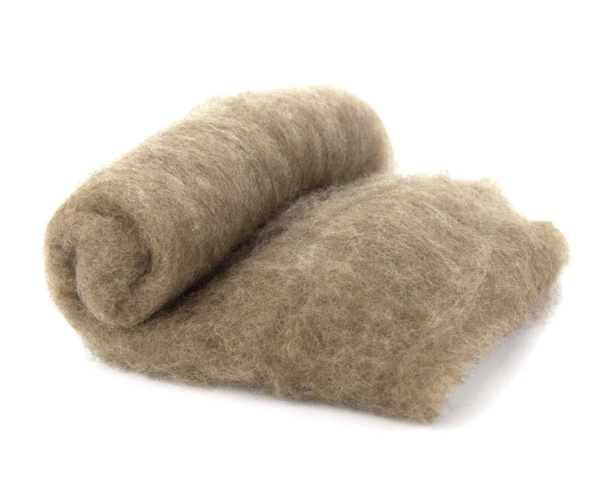 Carded Merino Batt Natural Fawn - World of Wool