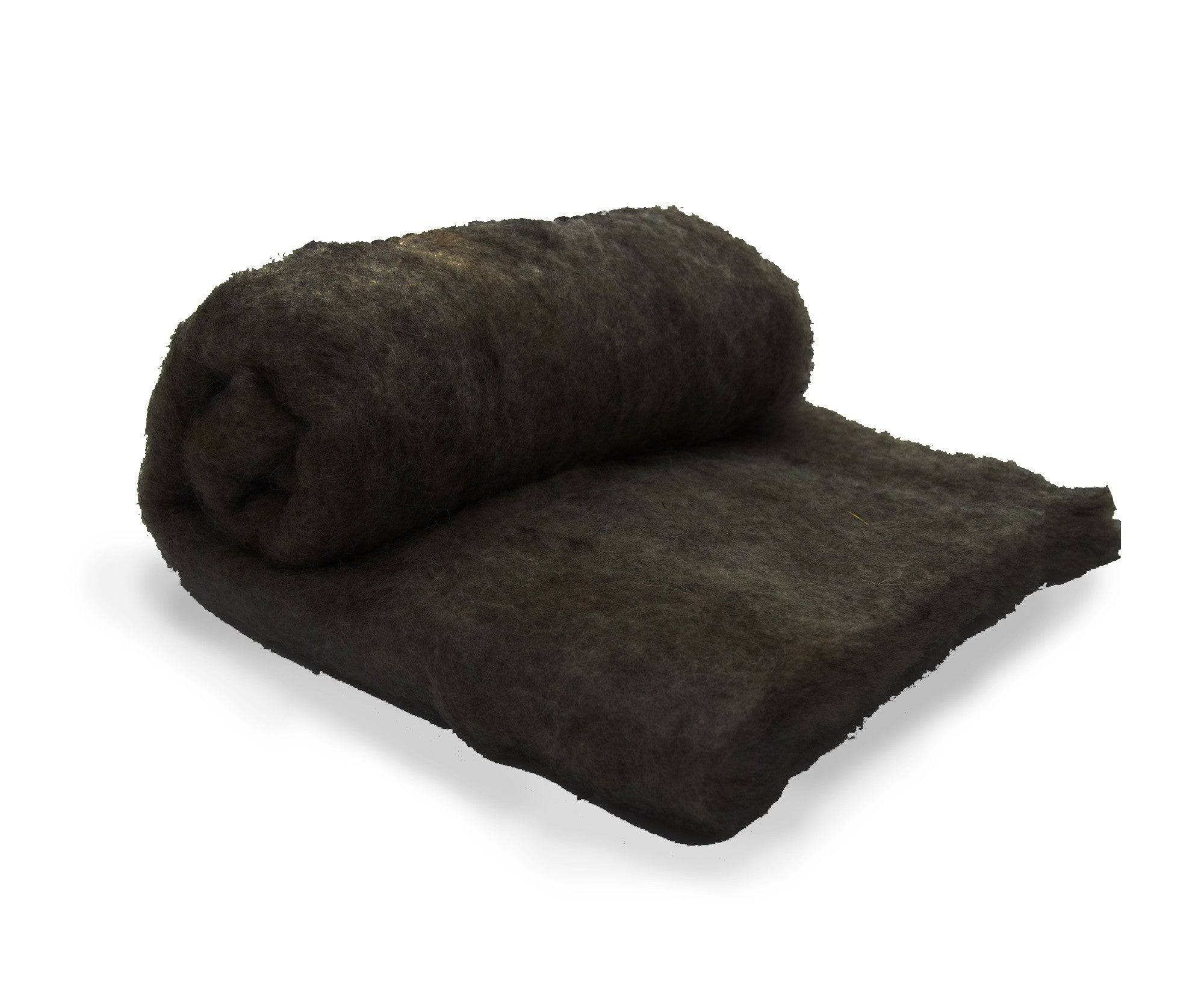 Carded Shetland Batt Natural Black.