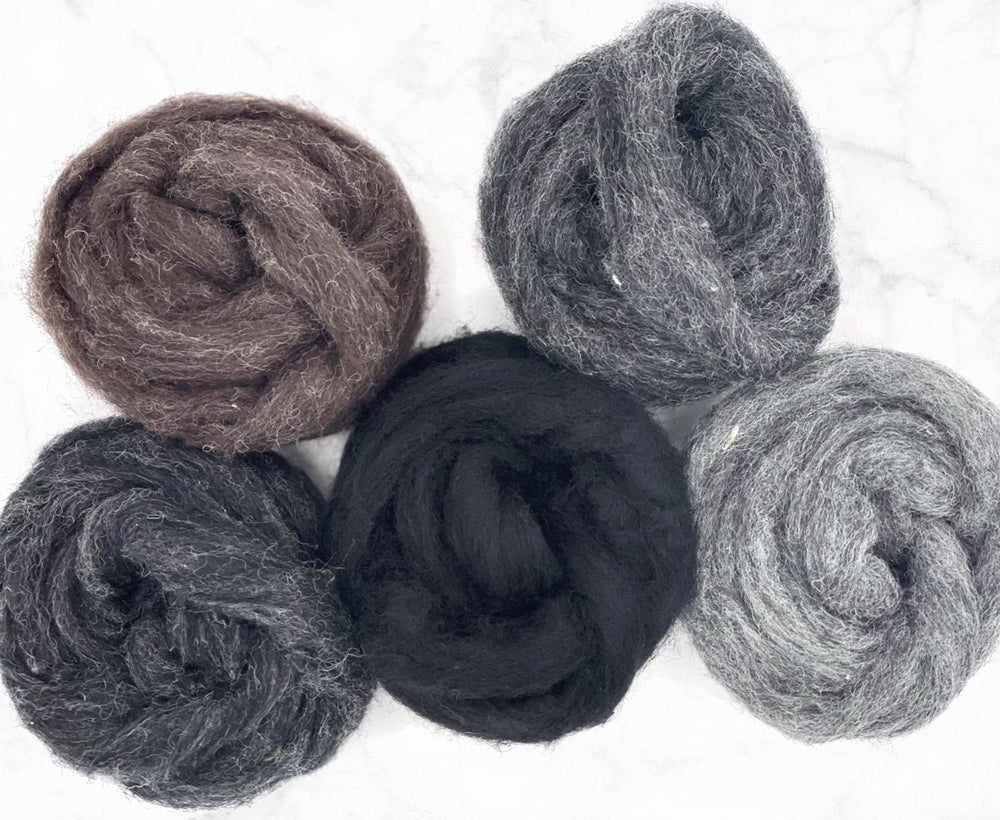 Dark Tones Carded Sliver Mixed Bag - World of Wool