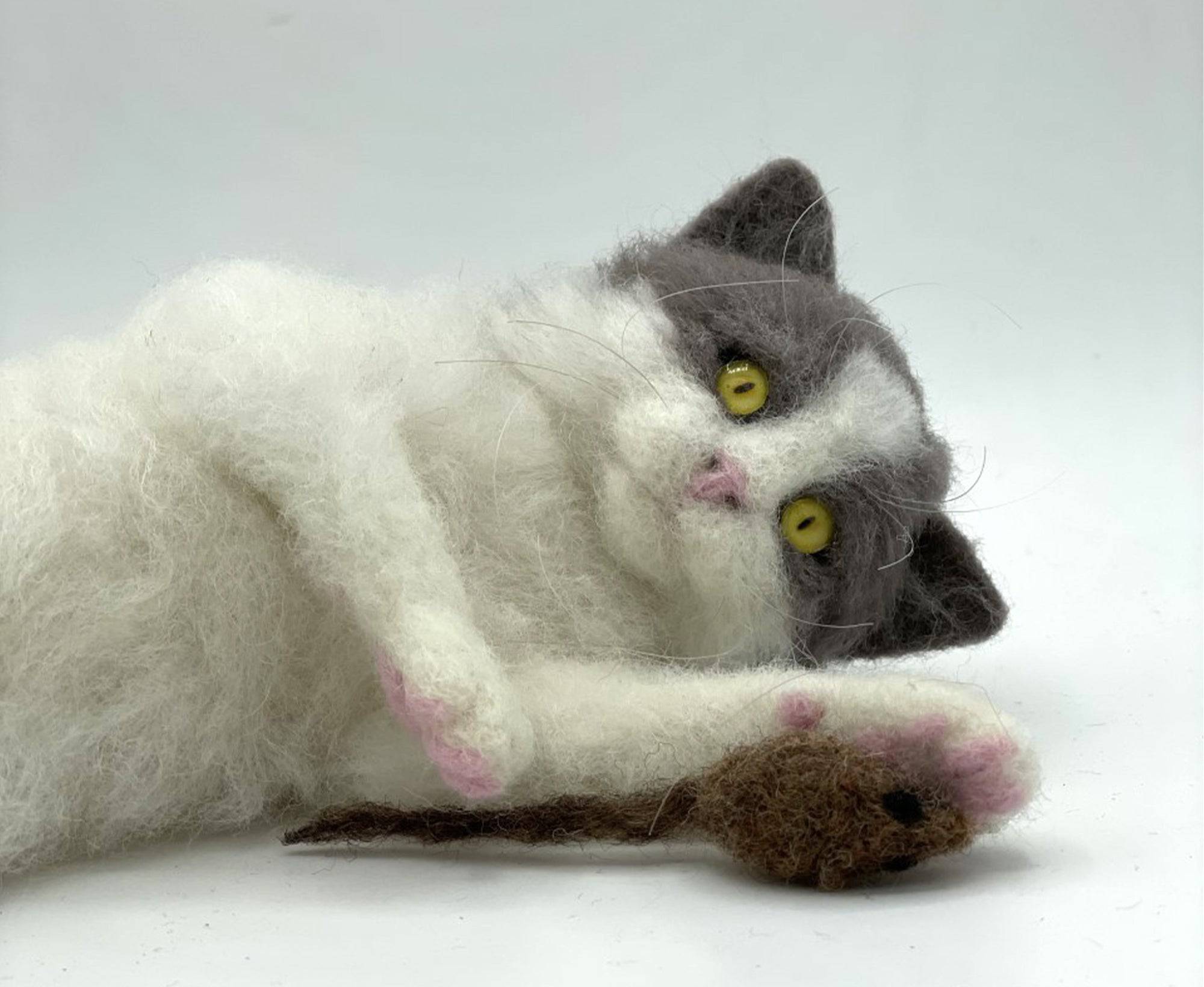 Cute Cat American Shorthair Wool Roving Needle Felting Supplies DIY Kit  Tutorial